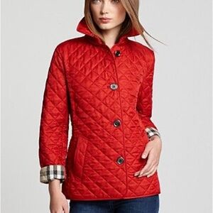 Burberry Brit Quilted Jacket Red Nova Check Lining Size XL
